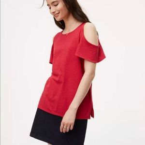 NWT Loft flutter sleeve cold shoulder tee